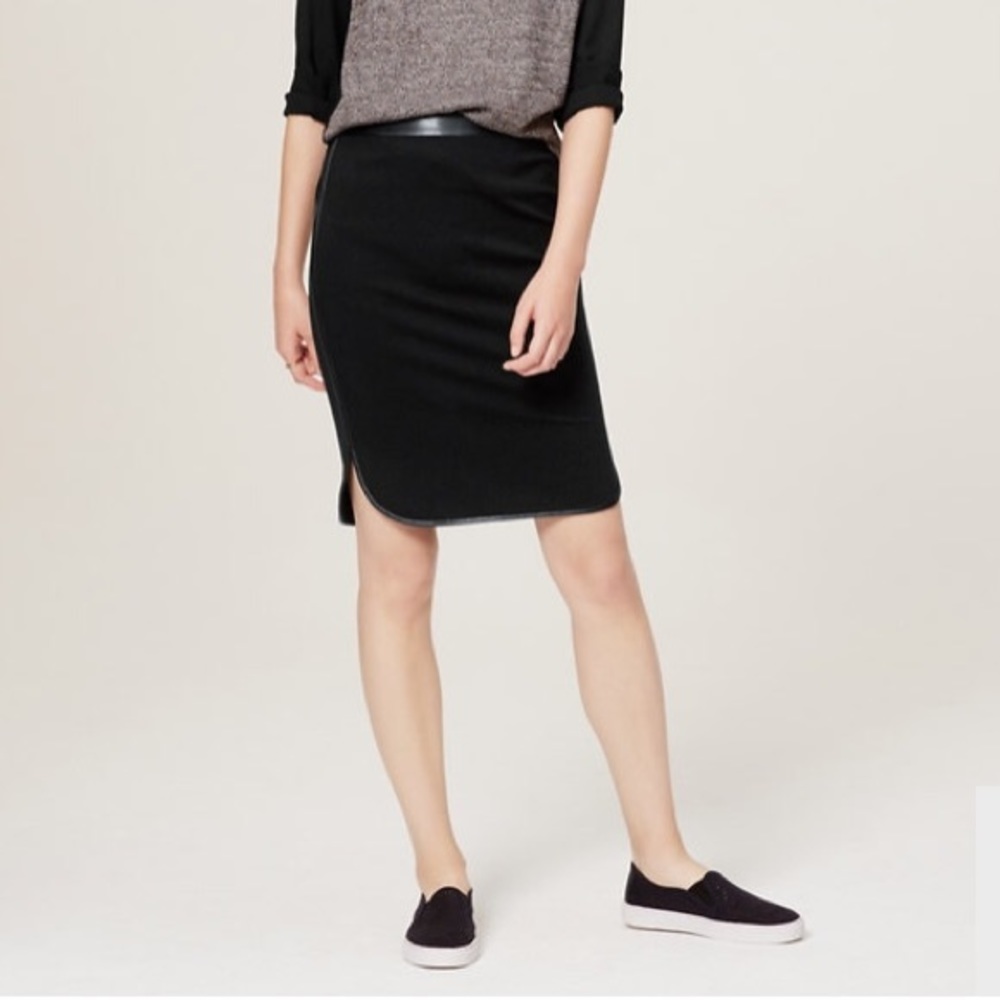Anne Taylor Loft Sleek Black Pencil Skirt